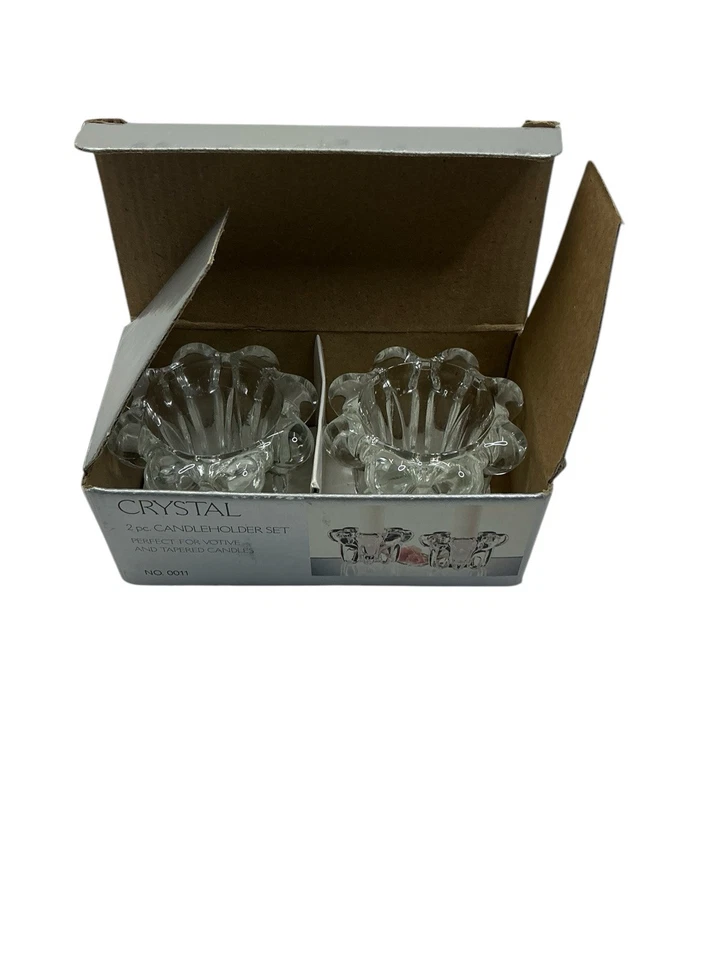Candelabros de cristal de cristal pesado para juegos de velas votivas/cónicas-2 Foto 2 de 4