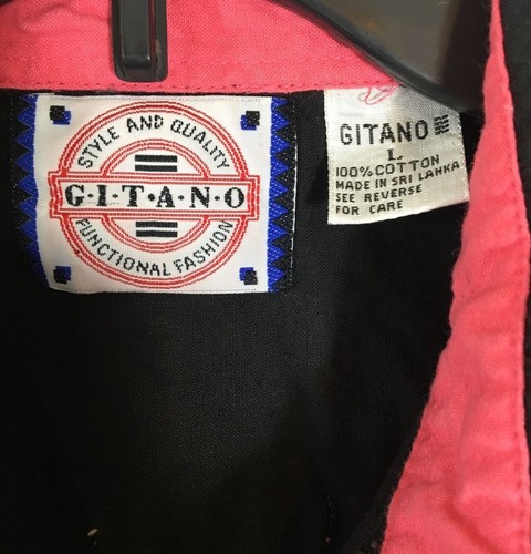 Gitano Men's Large Vintage RARE Black Pink Retro Aqua Mission Ocean Troop Shirt - Picture 2 of 6