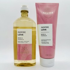 2 PCS BATH  BODY WORKS INSPIRE LOVE ROSE  VANILLA AROMA BODY WASH  BODY CREAM