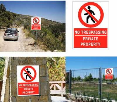 No Trespassing, Private Property. Polystyrene Poster 1Mm Thick. Glass Pack