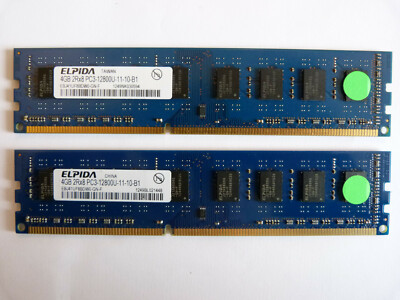 2x 4GB Elpida EBJ41UF8BDW0-GN-F 8GB DDR3 1600MHz PC3-12800U PC RAM Kit