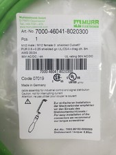 Murr Elektronik (Lot Of 10)  7000-46041-8020300,  3 meter, Shielded, M12m/M12f