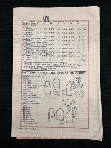 Printed Pattern 9068 Misses Shirts/Top Original 1970 Mail Order Pattern sz12 Cut - Picture 3 of 4
