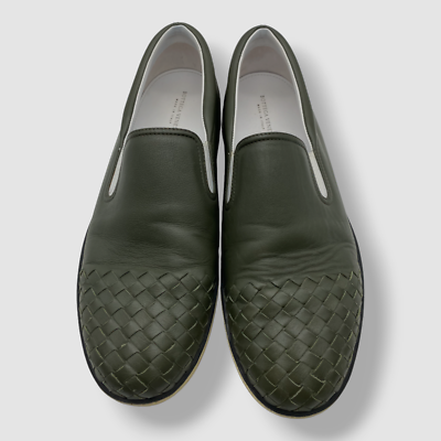 $1700 Bottega Veneta Men\'s Green Woven Leather Slip-On Sneaker Shoes Size 43.5 $1700 Bottega Veneta Men main image 3