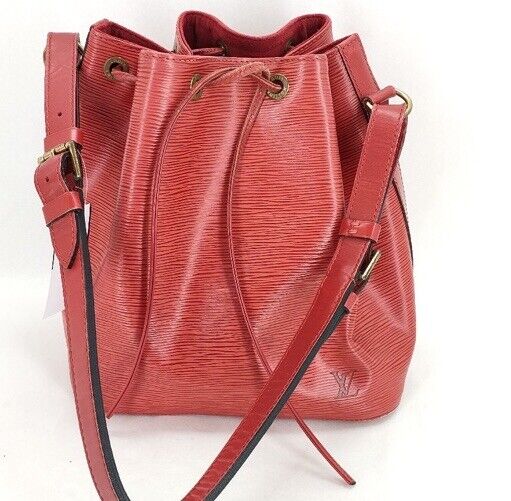 Louis Vuitton Noé Bucket & Drawstring Bag Red Lea… - image 1