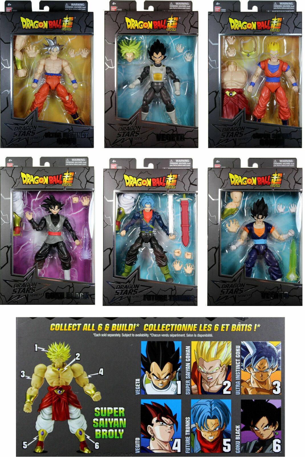 Dragon Ball Stars Series 7 & 8 Set Goku Black, Future Trunks Super Broly BAF 8b