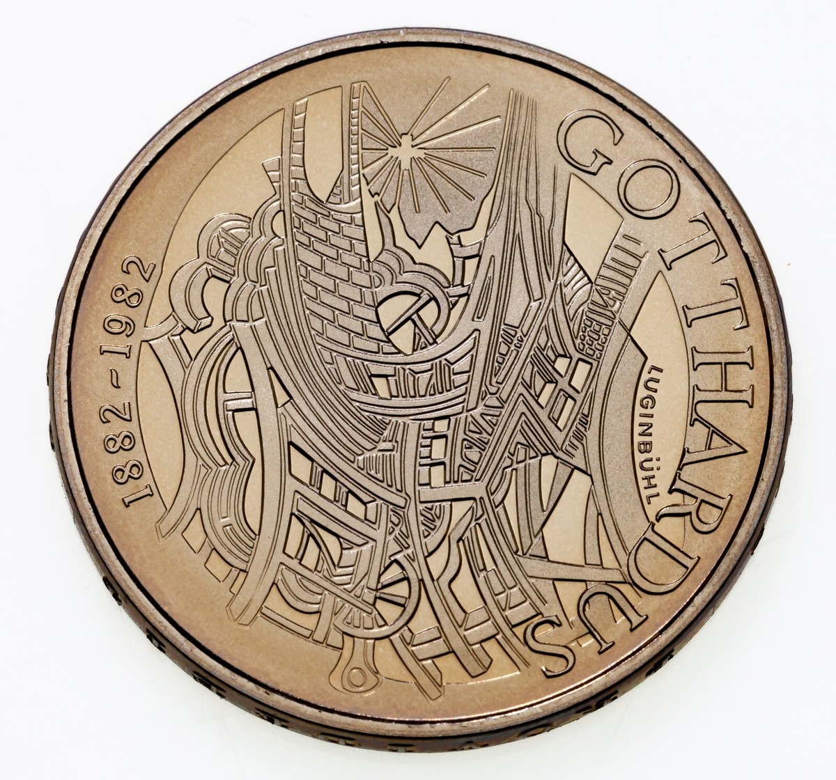 1982 Switzerland Commemorative 5 Franc Gotthard Railway Coin w