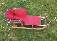 Davos Pilz Wood Baby/Toddler Pull Sled With Cast Iron Runners Lands' End Insert