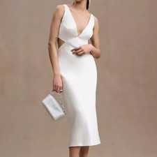 NWT Anthropologie Sachin & Babi Sierra V-Neck Cutout Satin Midi Dress Size 8