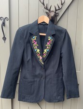 Women's Black Blazer With Embroidery Detail By Escada Sz 10uk (34)