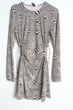 H&M Womens Abstract Print Open Side Bodycon Dress - Black - Large (I27)