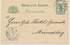 BAYERN ORTSSTEMPEL PEGNITZ 2. Bhf K1 1901 auf 5 Pf Rauten GA