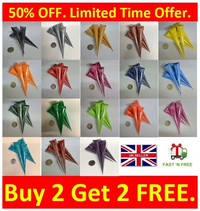 XL 40ml Acrylic Henna Paint Cones Mehndi Candles Canvas Handmade Gifts Art Work