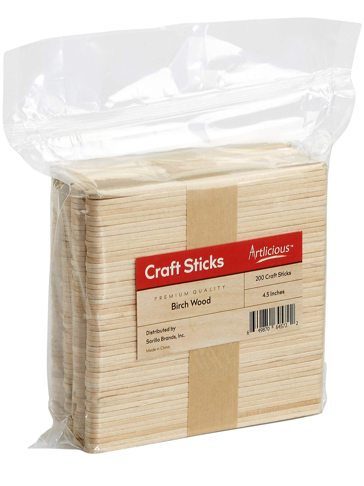 Popsicle Stick, Craft Sticks, 4.5 Inch, 200 Pack, Wax Sticks, Popsicle Stick C