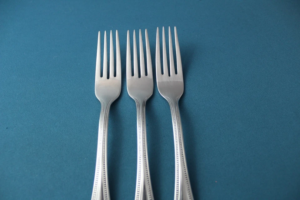 3 Tenedores de Cena Toalla CUENTAS ANTIGUAS Satinado 18/8 Inoxidable Alemania 8" Foto 3 de 4