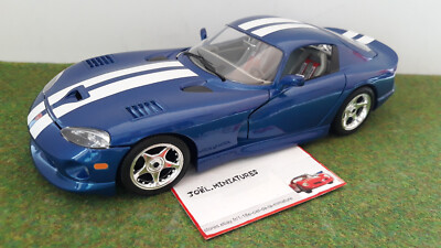 DODGE VIPER GTS Coupé bleu bandes blanches 1/18 BURAGO voiture