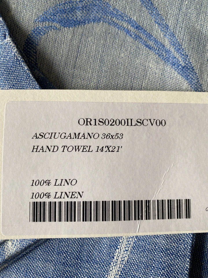 Pratesi Original 4 гостевые полотенца синий лен, тюльпаны дизайн. - Изображение 3 из 4