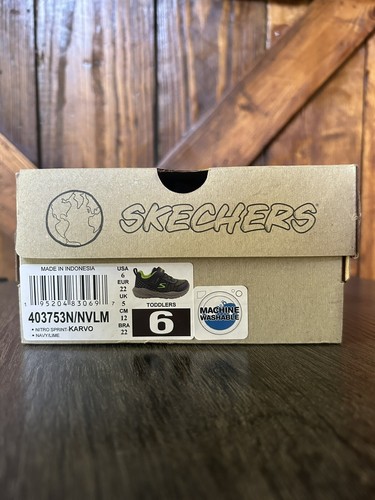 Skechers Toddlers Sz. 6 Navy/Lime Sneakers - 403753N/ NVLM - Picture 6 of 6
