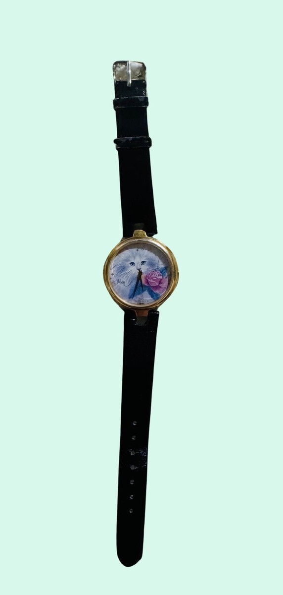 RARE Harrsion Vintage 1990 Quartz Cat Rose Watch Bezel  display picture 3