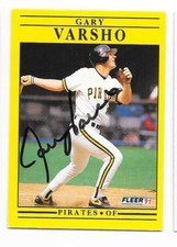 GARY VARSHO 1991 FLEER UPDATE AUTOGRAPHED SIGNED # U-114 PITTSBURGH PIRATES