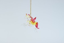 Hanging Pegasus Red Yellow Clear Figurine of Blown Glass Crystal