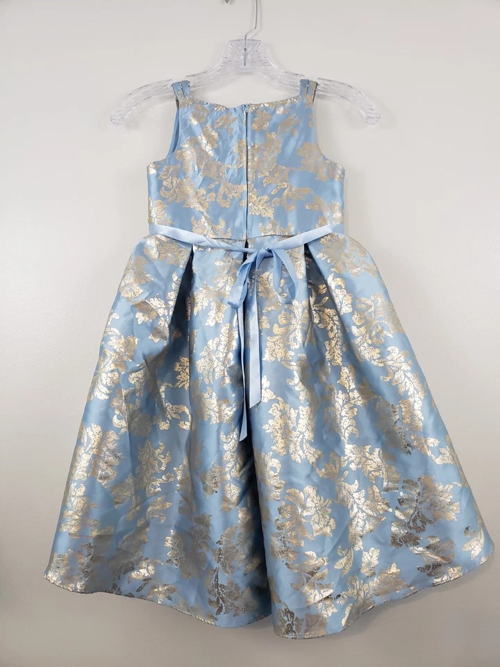 Rare Editions Gold Brocade Jeweled Waist Girls Dress Sz 6X Alice Baxter TV Show - Image 4 of 4