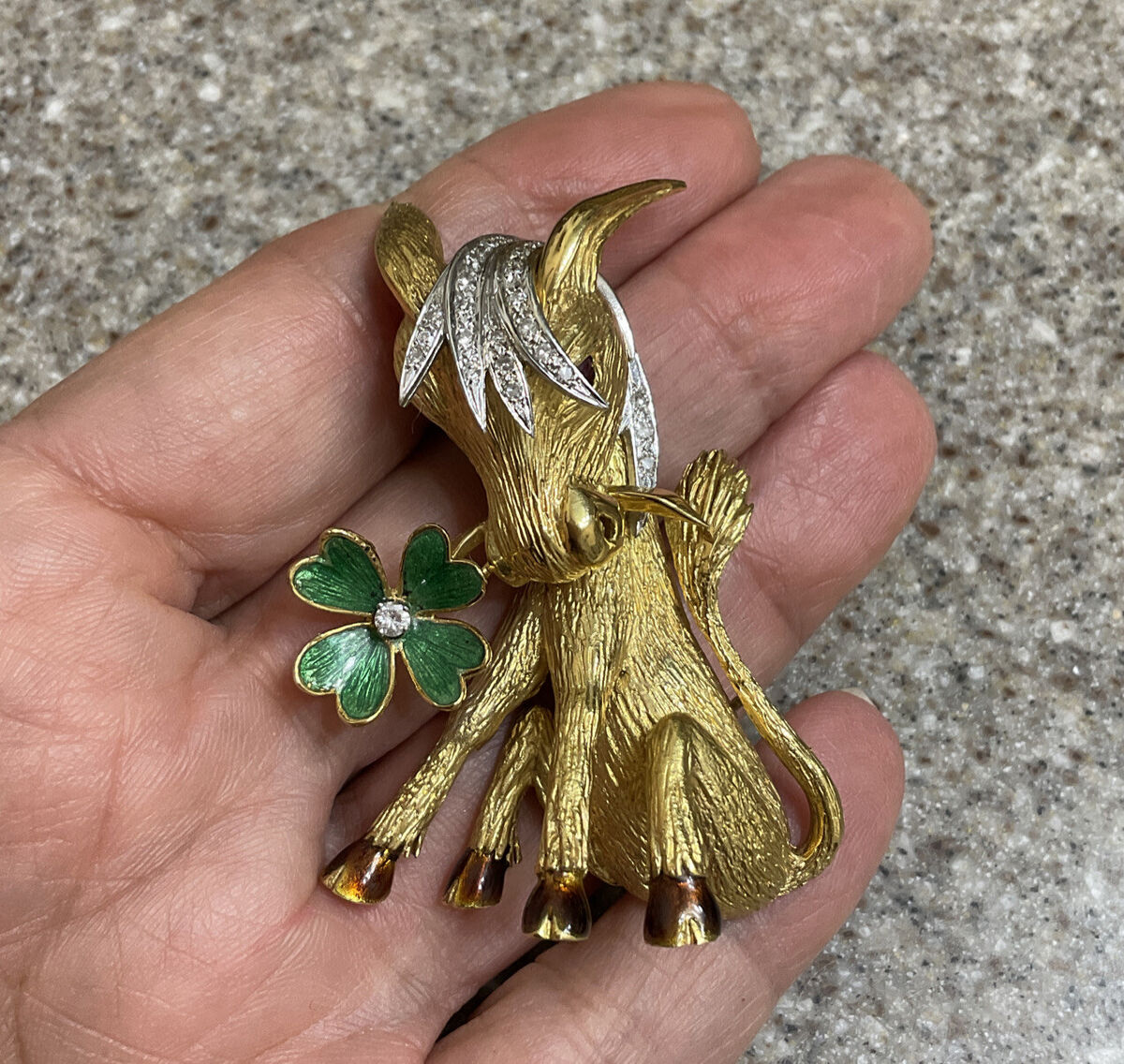 Hammerman Brothers Heavy 18K Gold Diamond Enamel Green Hammerman Brothers Heavy 18K Gold Diamond Enamel Green