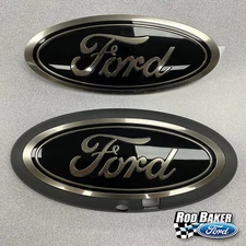 18 thru 20 Ford F-150 Smoke / Chrome Oval Grille & Tailgate Badges w/ Front Cam