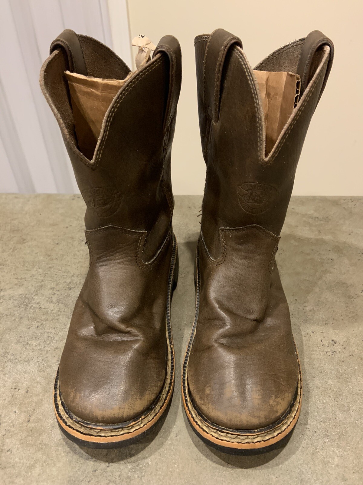 Justin Kids Brown Leather Cowboys Western Riding Boots Size 12.5 D eBay