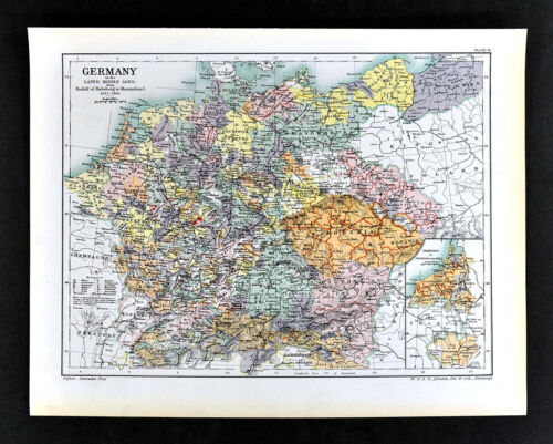 1902 Oxford History Mapa Niemcy Habsburg do Maksymiliana 1273-1492 Średniowiecze - Zdjęcie 1 z 2