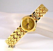 18k Vergoldet Ziegel Design Schlank Deko Schick Uhr mit Mit Swarovski Kristallen