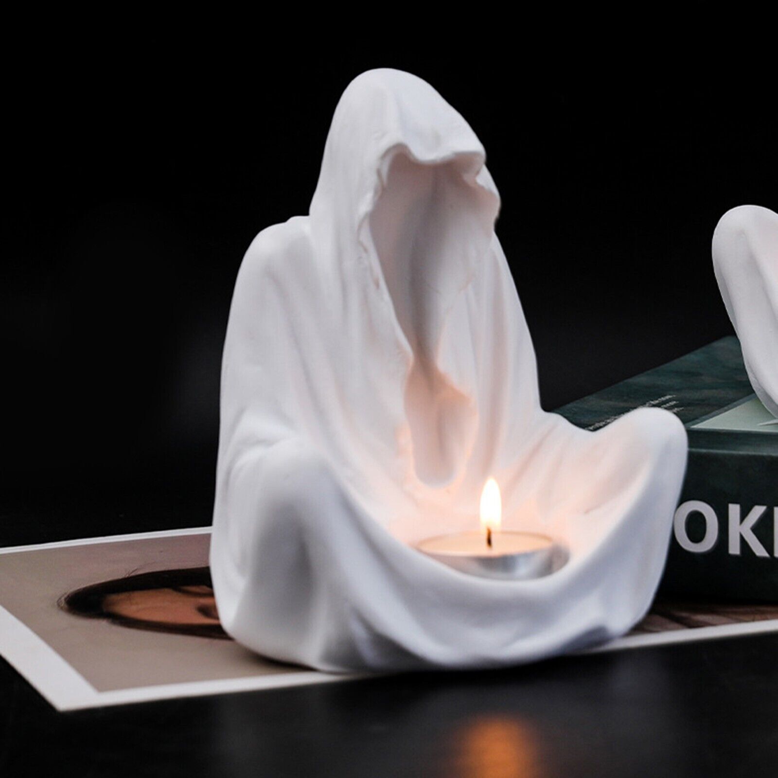 Ghost Candle Holder Sculpture Statue Halloween Ghost Sculpture Candle Holder