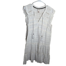 Knox Rose Dress Women's Large V-Neck Tiered Short Sleeve V-Neck Boho Casual