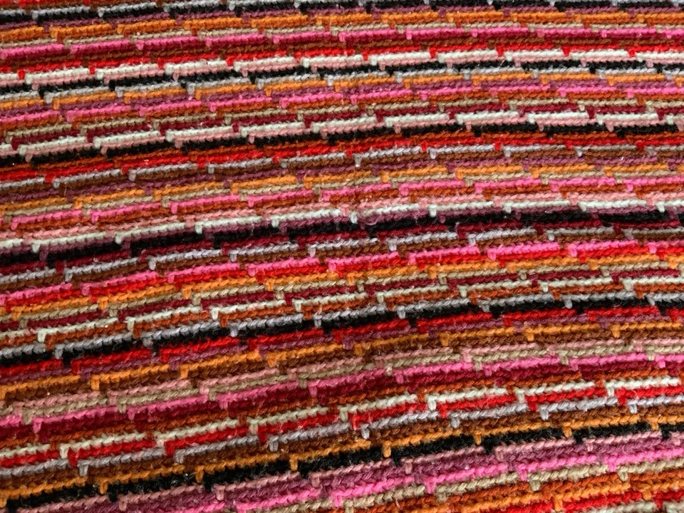 King-Size Afgano GRANDE 80X96 RAYAS ABUELA ROJO ROSA COTTAGECORE CORE BONITO Foto 3 de 4