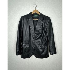 Lauren Ralph Lauren Vintage 90s Black Leather Blazer Jacket Grunge Y2K Size 6