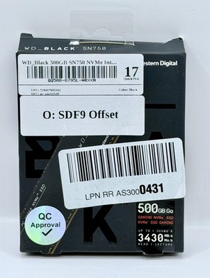 WESTERN DIGITAL WD BLACK SN750 500GB M.2 NVME SSD Drive - NEW OB