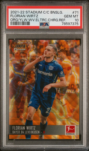 Florian Wirtz [Orange Yellow Wave Refractor] #71 2021 Stadium Club Chrome Bundesliga card