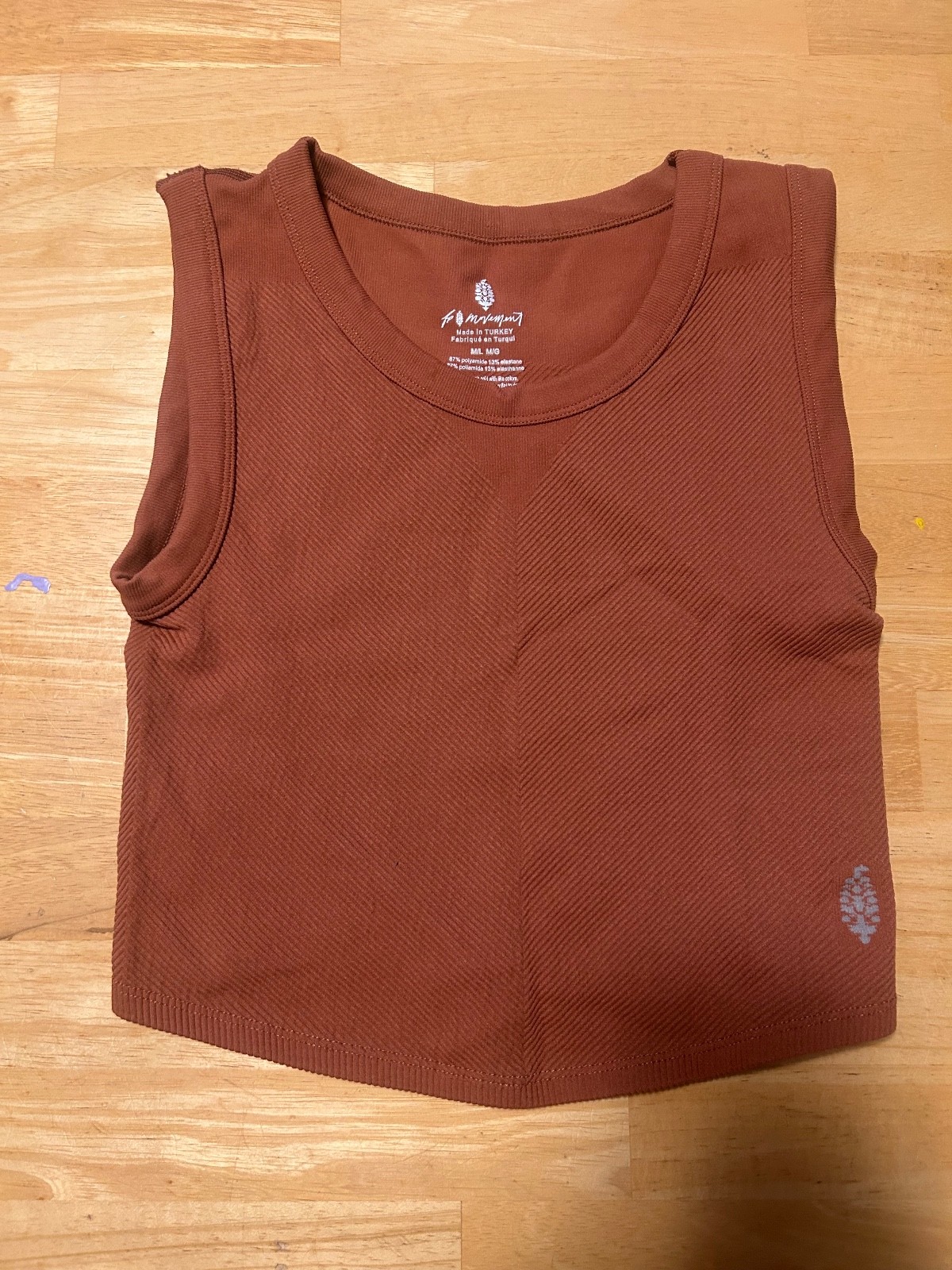 FP Movement by Free People Ribbed Seamless Tank Top Rust Brown M/L Athleisure Yo