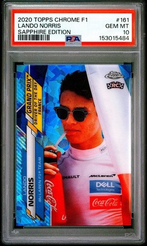2020 Topps Chrome Sapphire F1 Lando Norris Grand Prix DOD #161 PSA 10 RC