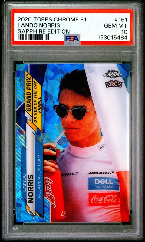2020 Topps Chrome Sapphire F1 Lando Norris Grand Prix DOD #161 PSA 10 RC