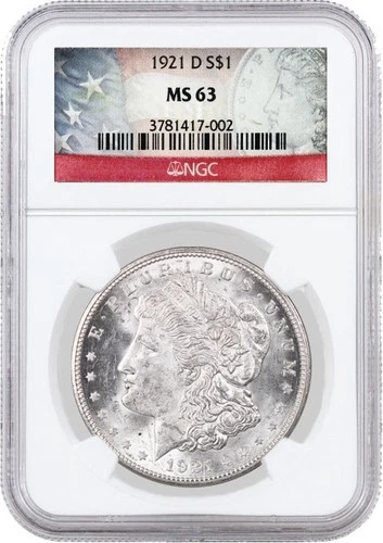 1921 D $1 Morgan Silver Dollar NGC MS63 Brilliant Uncirculated Coin