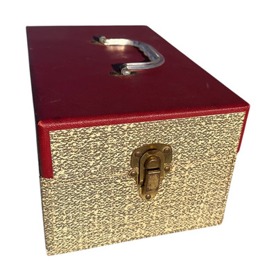 Vintage MCM Travel Wood Media Storage Box Record Camera Case Stash Eagle Lock Co