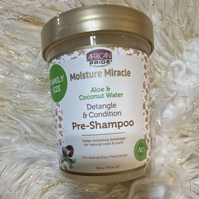 African Pride Moisture Miracle Aloe & Coconut Water Pre-Shampoo Detangling 18 oz