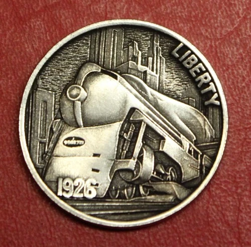HOBO Buffalo Nickel Art Deco Train Made from a Real US Buffalo Nickel