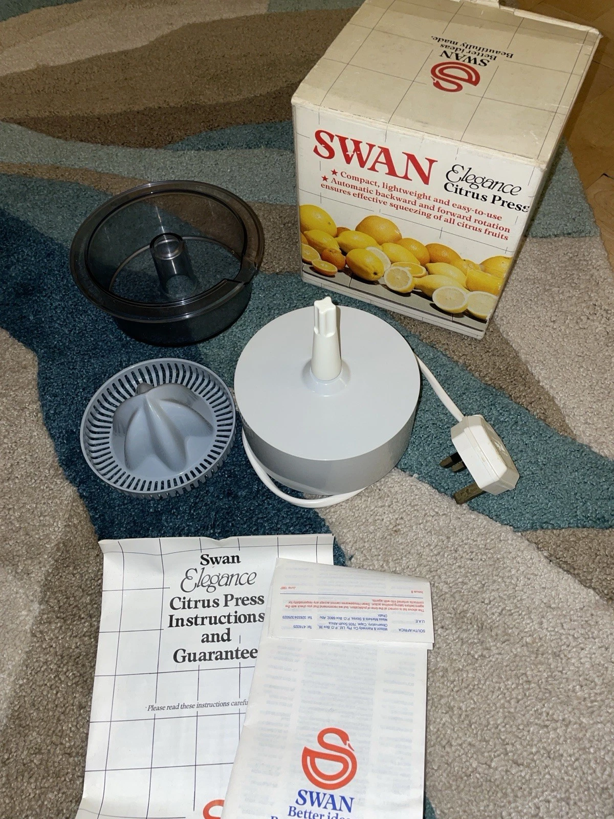 Swan Elegance Citrus orange lemon Press Electric Juicer Boxed Working Complete