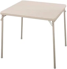 Folding Table 28" H x 34" x 34'' Square Vinyl Top w/Steel Frame, Tan By COSCO