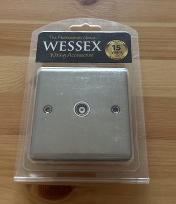 Wessex Einzelne Antenne Satellit Koaxial Steckdose Buchse Wandplatte - Silber Finish