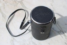 Vintage Soligor Tall Leather Lens Case Pouch with Green Interior