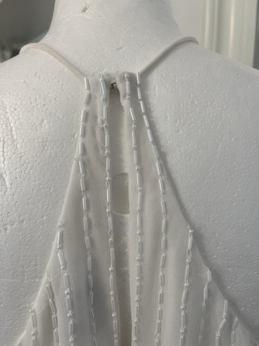 White Beaded Sleeveless Jumpsuit 12-14 - Picture 2 of 8