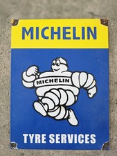 RARE VINTAGE MICHELIN TYRE SERVICE PORCELAIN ENAMEL SIGN APPX 9"×12"